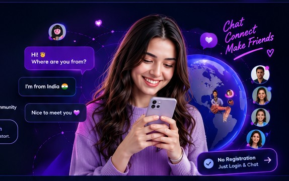 Illustration of people connecting through global chat